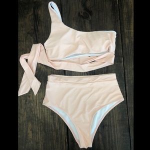 One shoulder high waist bikini
